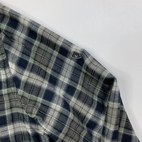 Kuhl Shirt Mens M Medium Gray Ivy Dillingr Flannel Button Up Cotton Tercel Blend - Picture 6 of 14